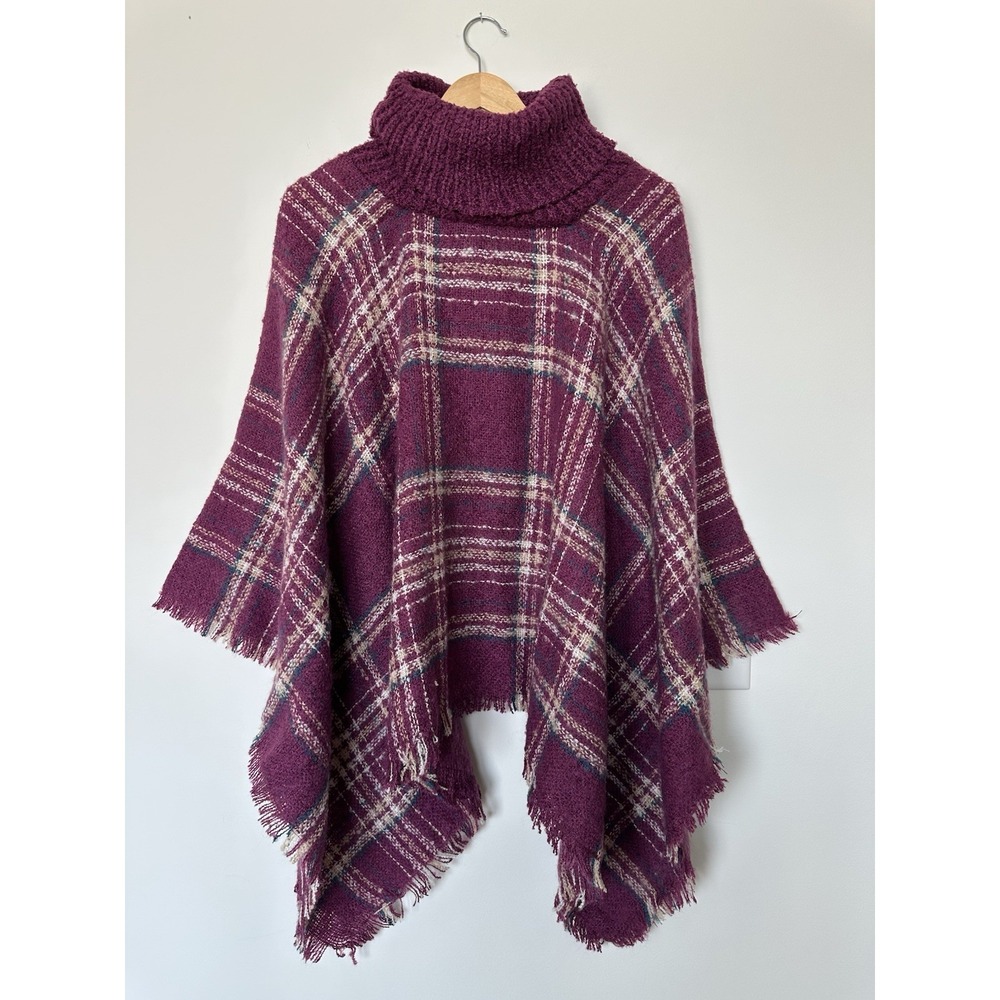 Kate & Mallory Womens One Size Pullover Purple Shawl Poncho